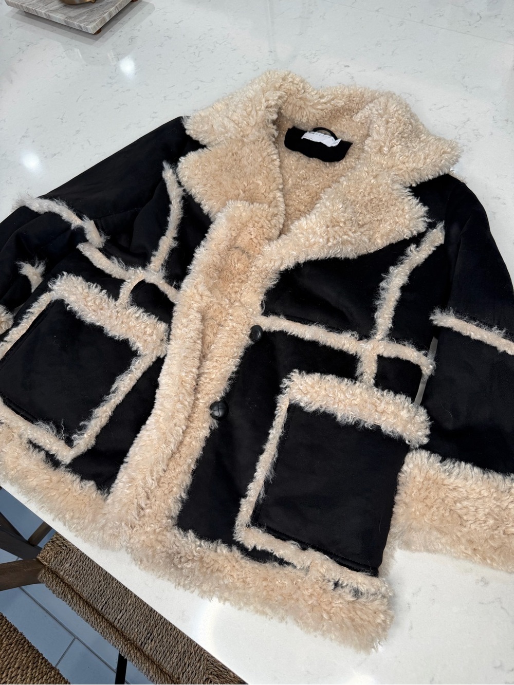 Shearling Trim Coat